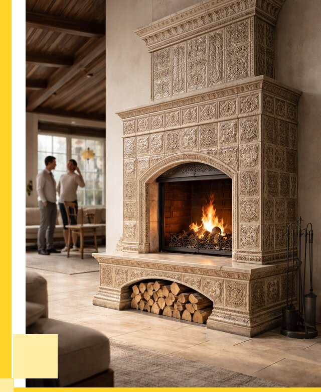 Купить изразцовый камин в Котласе от 259075 р. | ЭриданКтл