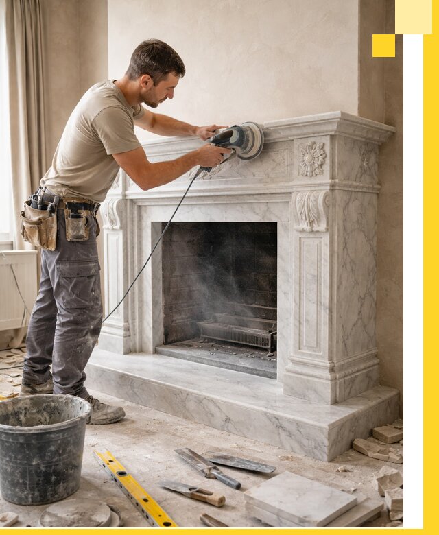 Изготовление и установка мраморных каминов в Котласе под ключ