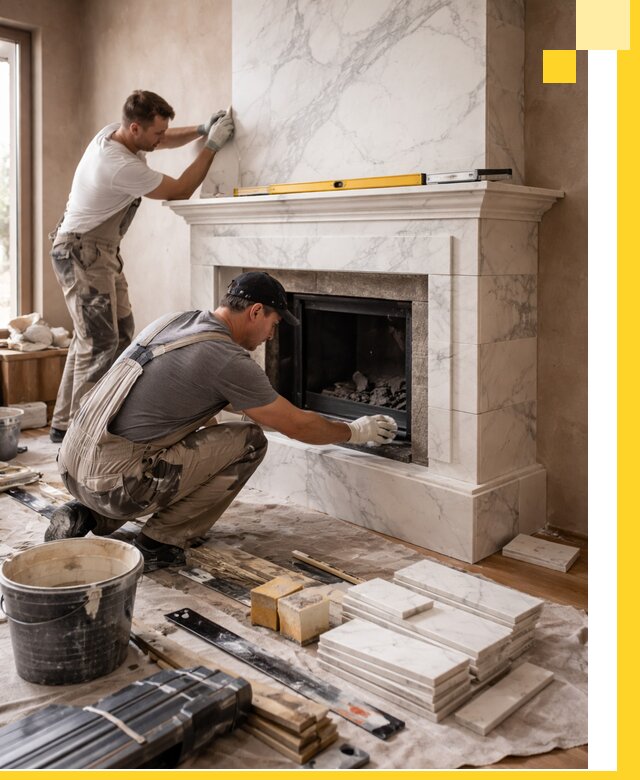 Отделка каминов в Котласе качественные облицовочные работы