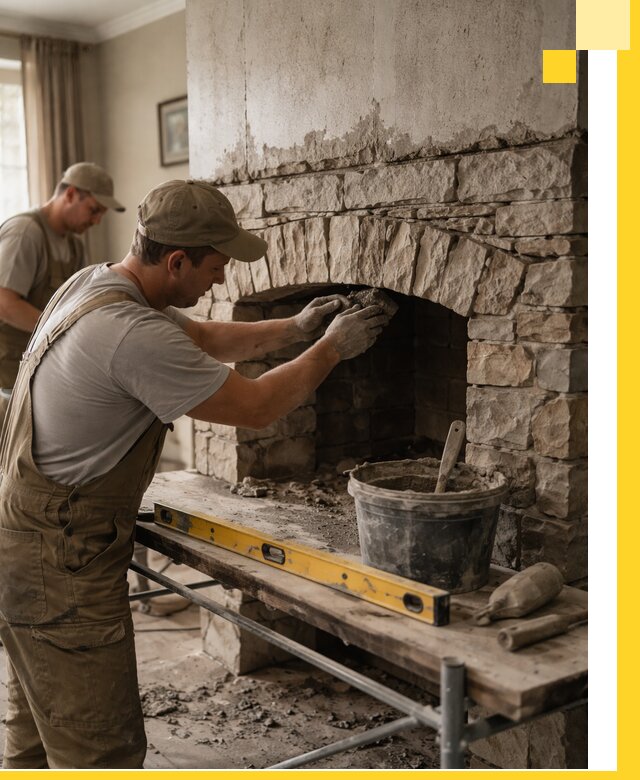 Изготовление каминов под ключ в Котласе, монтаж и отделка