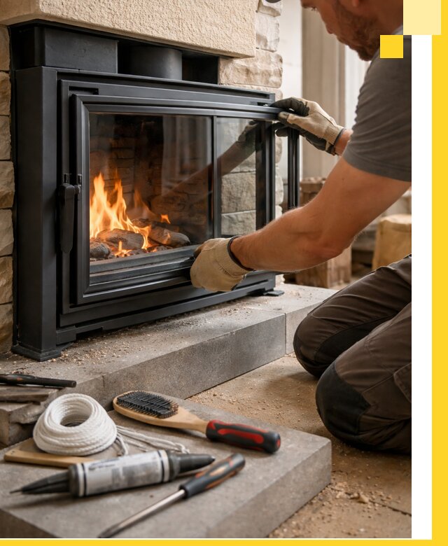 Производство, монтаж и доставка каминов со стеклом в Котласе