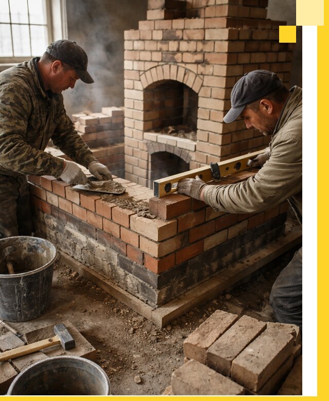 Изготовление и монтаж печей и каминов из кирпича в Котласе