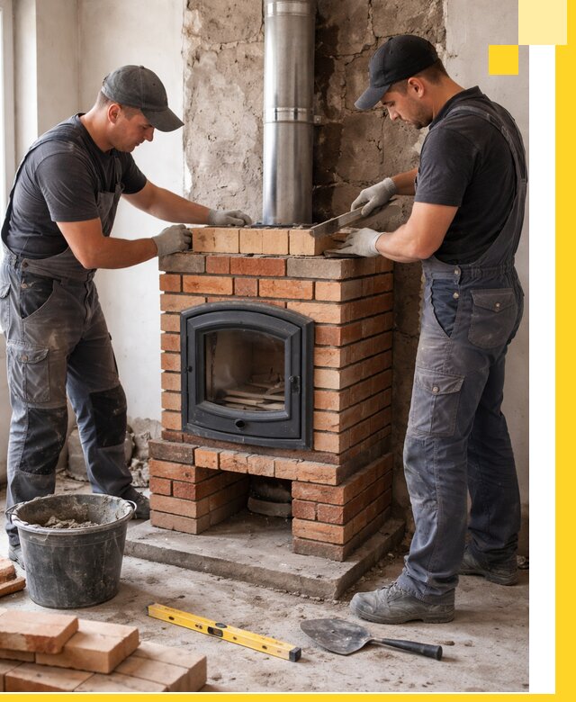 Монтаж печи камина под ключ в Котласе с гарантией и пусконаладкой