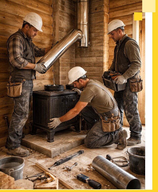 Профессиональный монтаж банных печей и дымоходов в Котласе