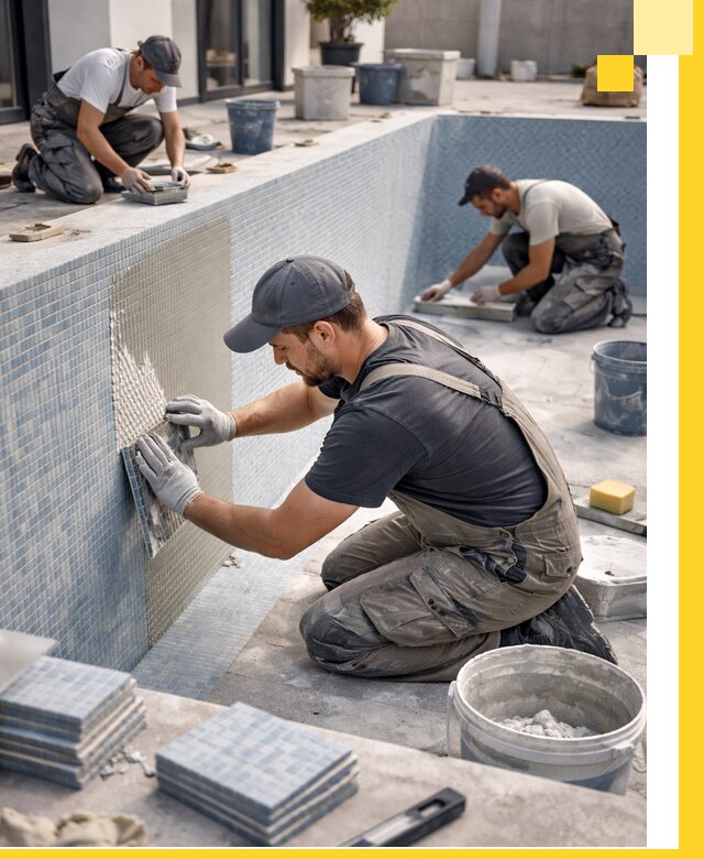 Облицовка бассейнов в Котласе плитка мозаика гидроизоляция