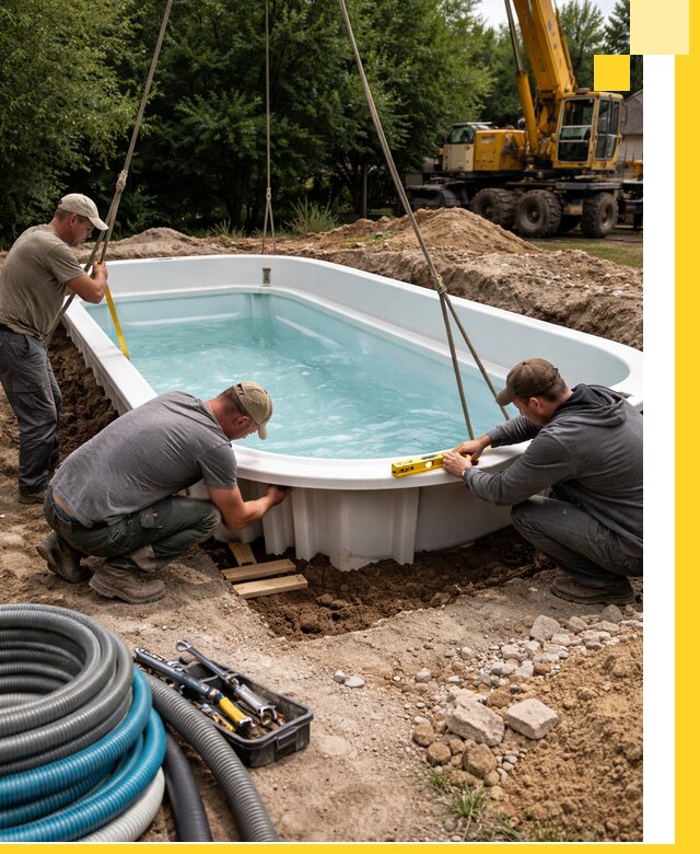 Установка и монтаж композитных бассейнов под ключ в Котласе