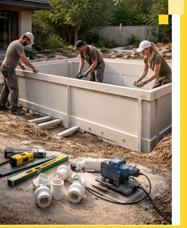 Установка полипропиленовых бассейнов под ключ в Котласе