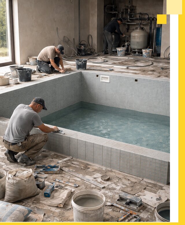 Строительство и монтаж бассейнов в помещении в Котласе