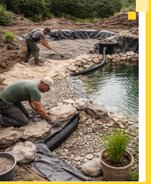 Строительство природных бассейнов и озер в Котласе под ключ