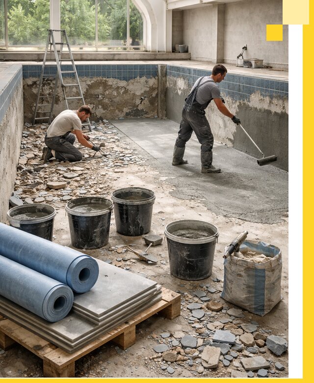 Реконструкция бассейнов в Котласе: ремонт, гидроизоляция