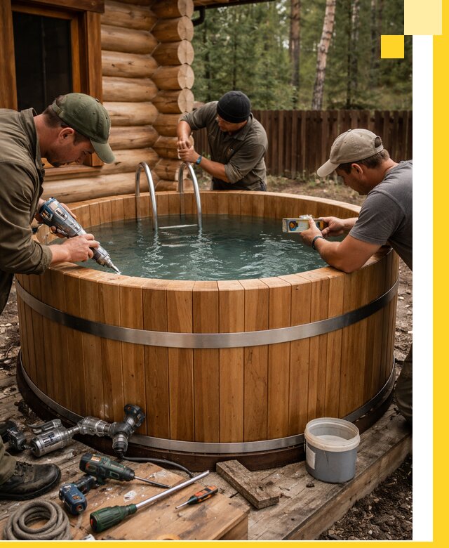 Строительство бань с купелью под ключ и отделкой в Котласе