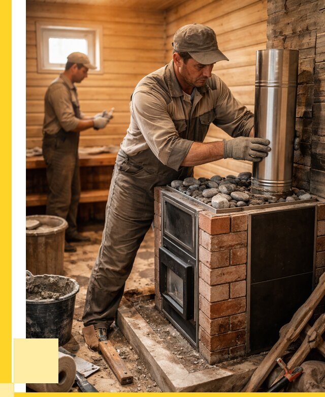 Монтаж печи в бане под ключ в Котласе от 20726 р. | ЭриданКтл