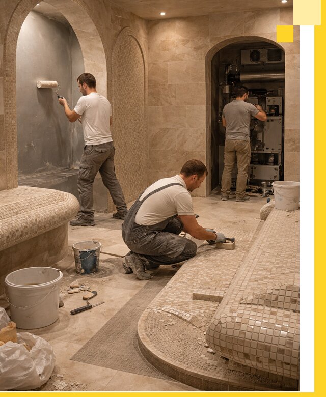 Строительство бани с хамамом и бассейном под ключ в Котласе