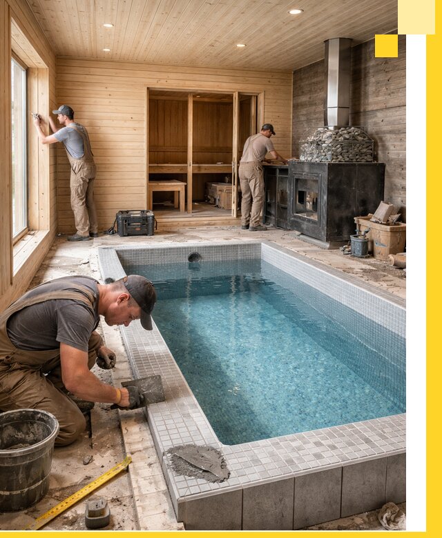 Проект бани с бассейном и сауной в Котласе под ключ