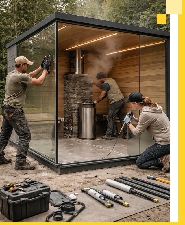 Проектирование и строительство стеклянных бань в Котласе