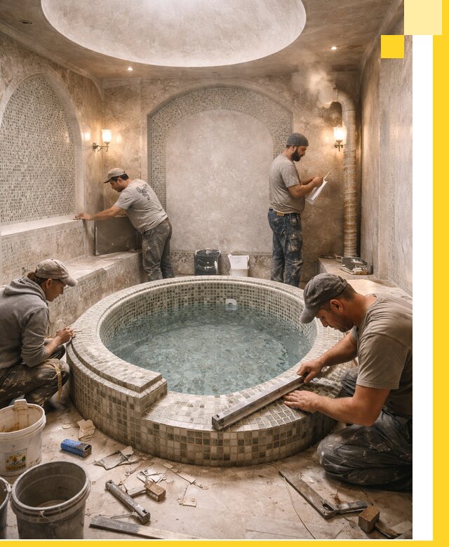 Профессиональное строительство хамама с бассейном в Котласе под ключ