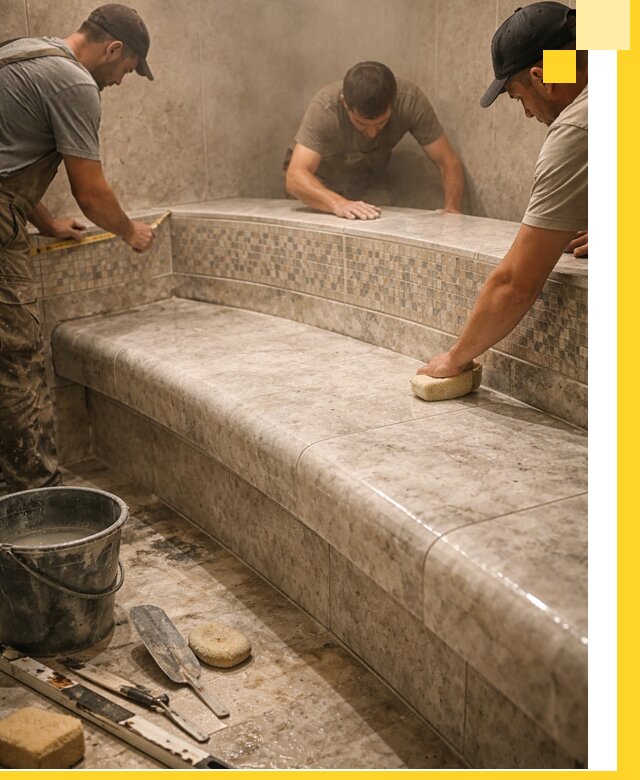 Изготовление и установка сидений для хамама в Котласе