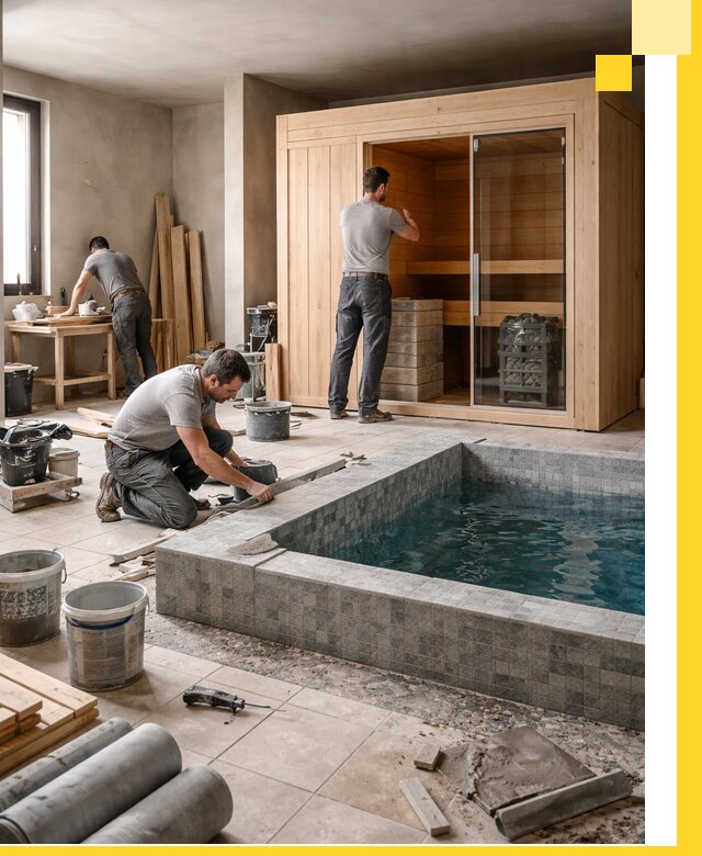 SPA зоны под ключ с бассейном сауной и печью в Котласе